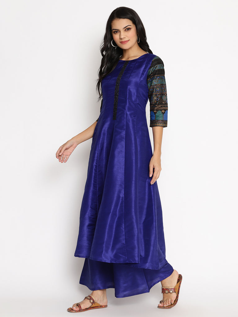 Women's S Blue Muslin Kurta Set