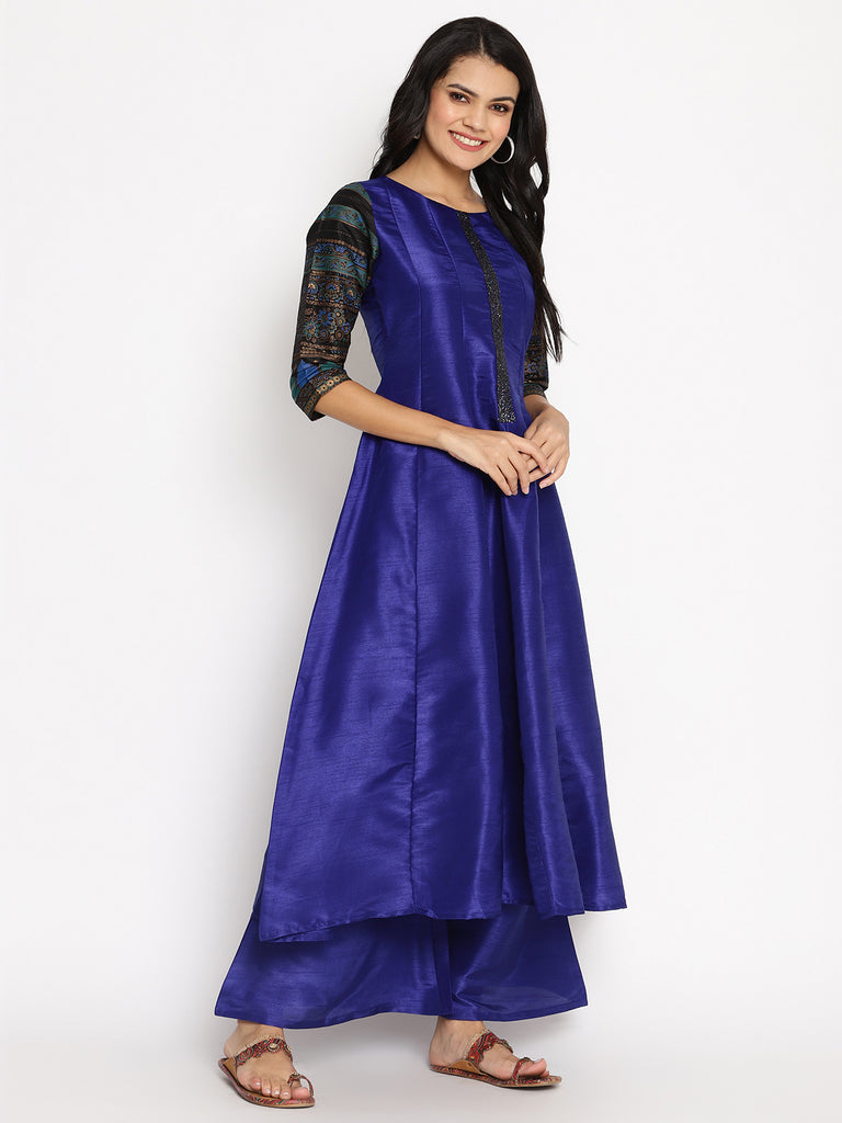Women's S Blue Muslin Kurta Set