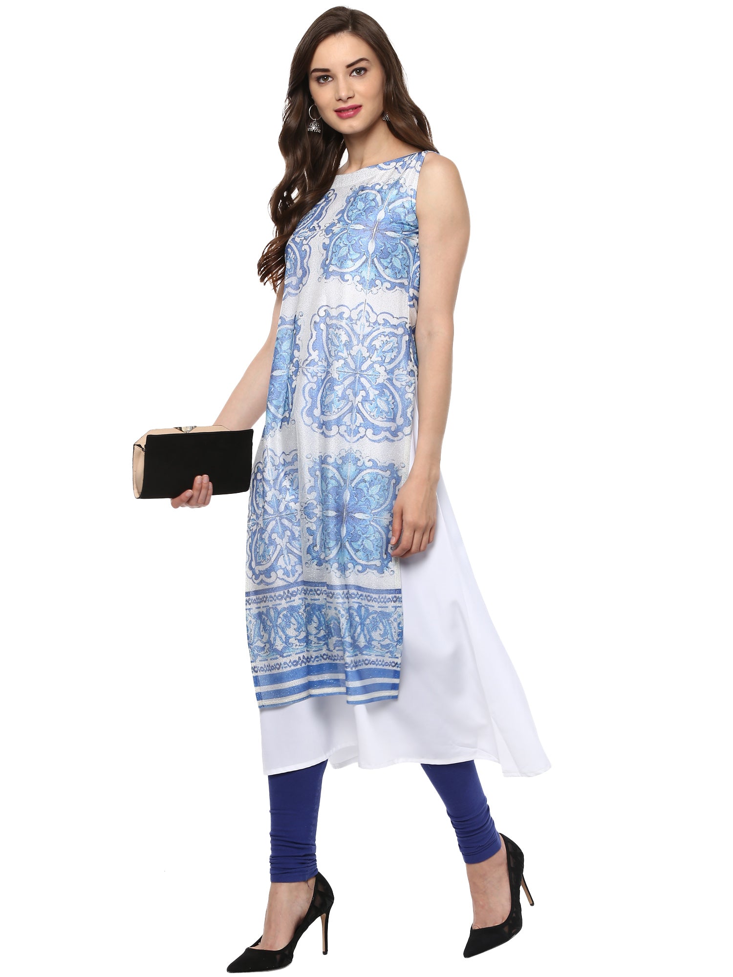 Women's Double Layered A- Line Crepe Only Kurti - Ahalyaa