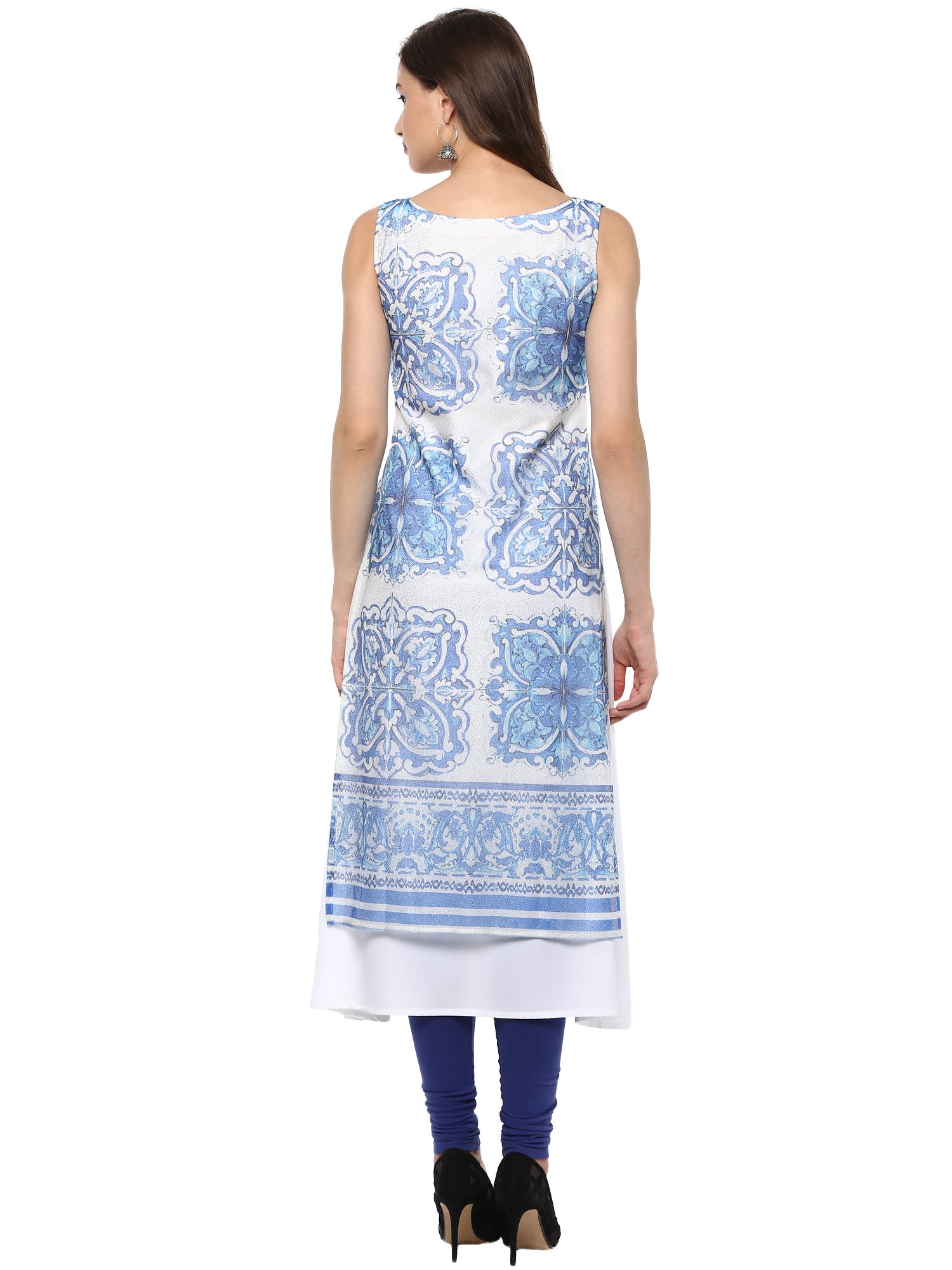 Women's Double Layered A- Line Crepe Only Kurti - Ahalyaa