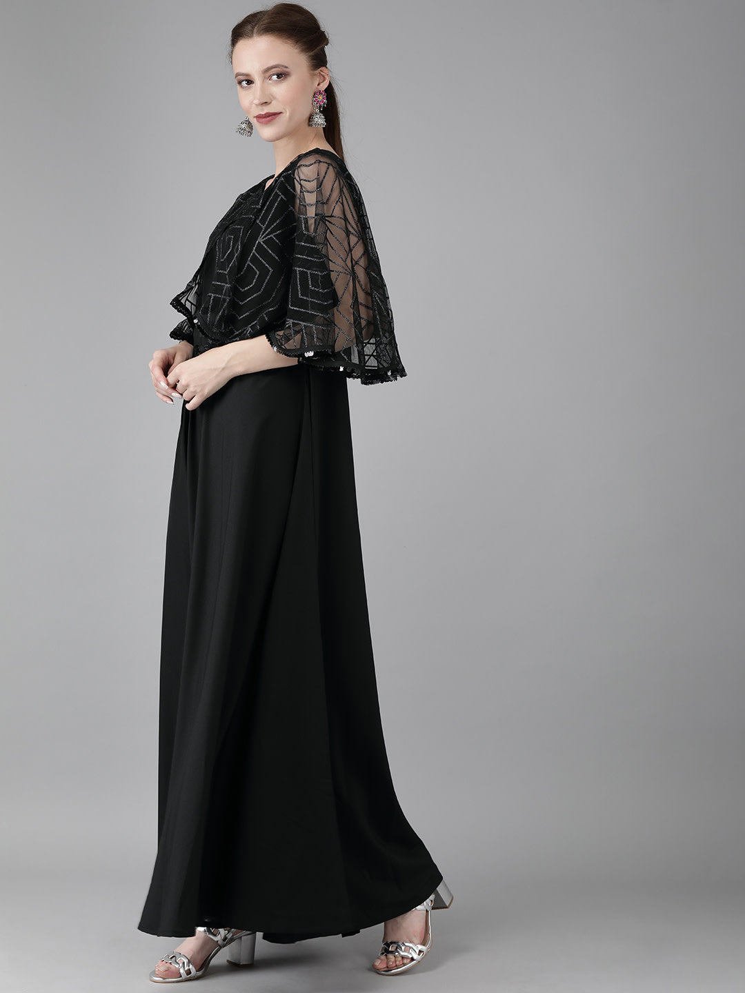 Women's Black Crepe Maxi Dres