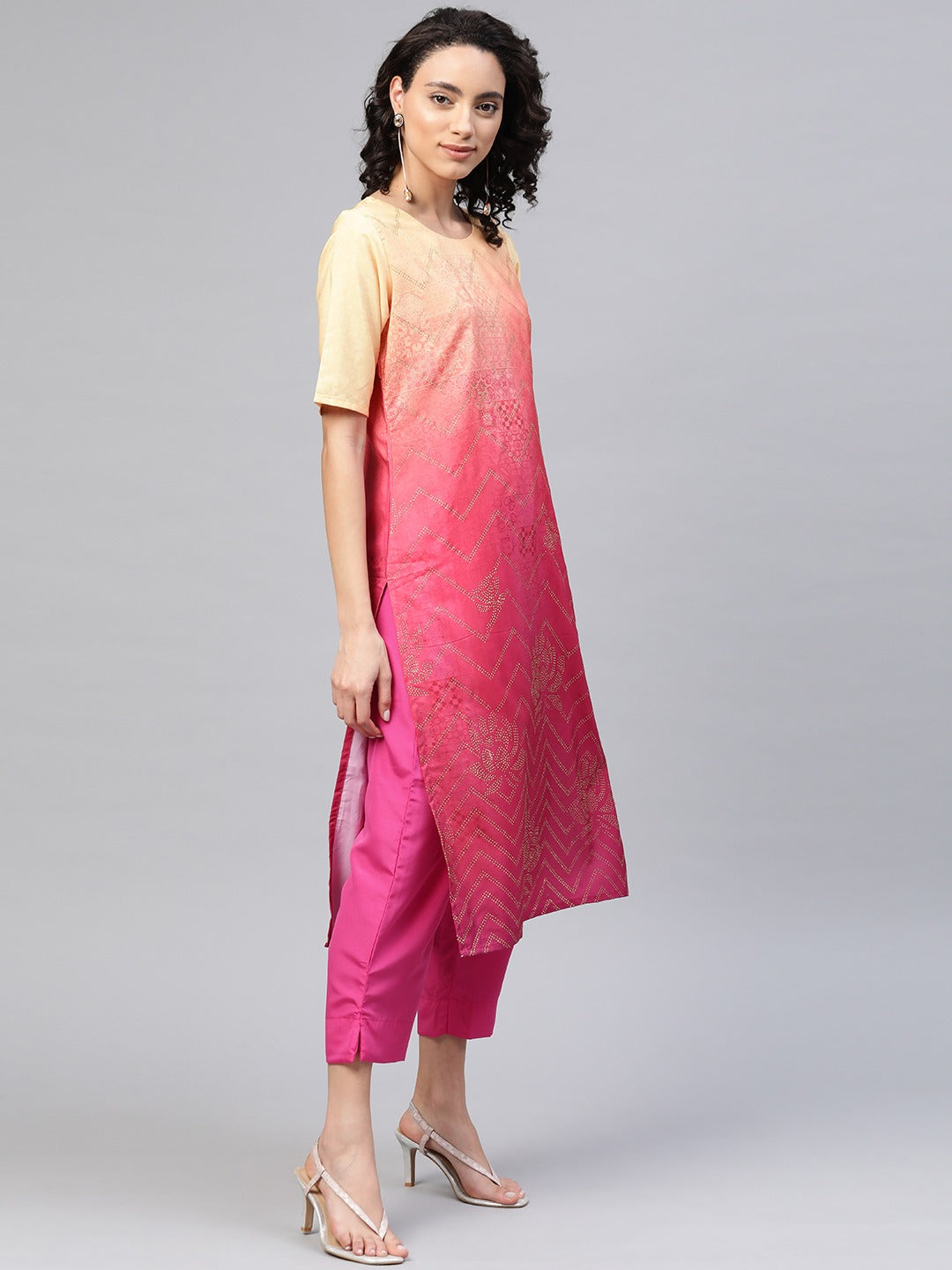 Women's Pink Crepe Printed Salwar Suit- Ahalyaa