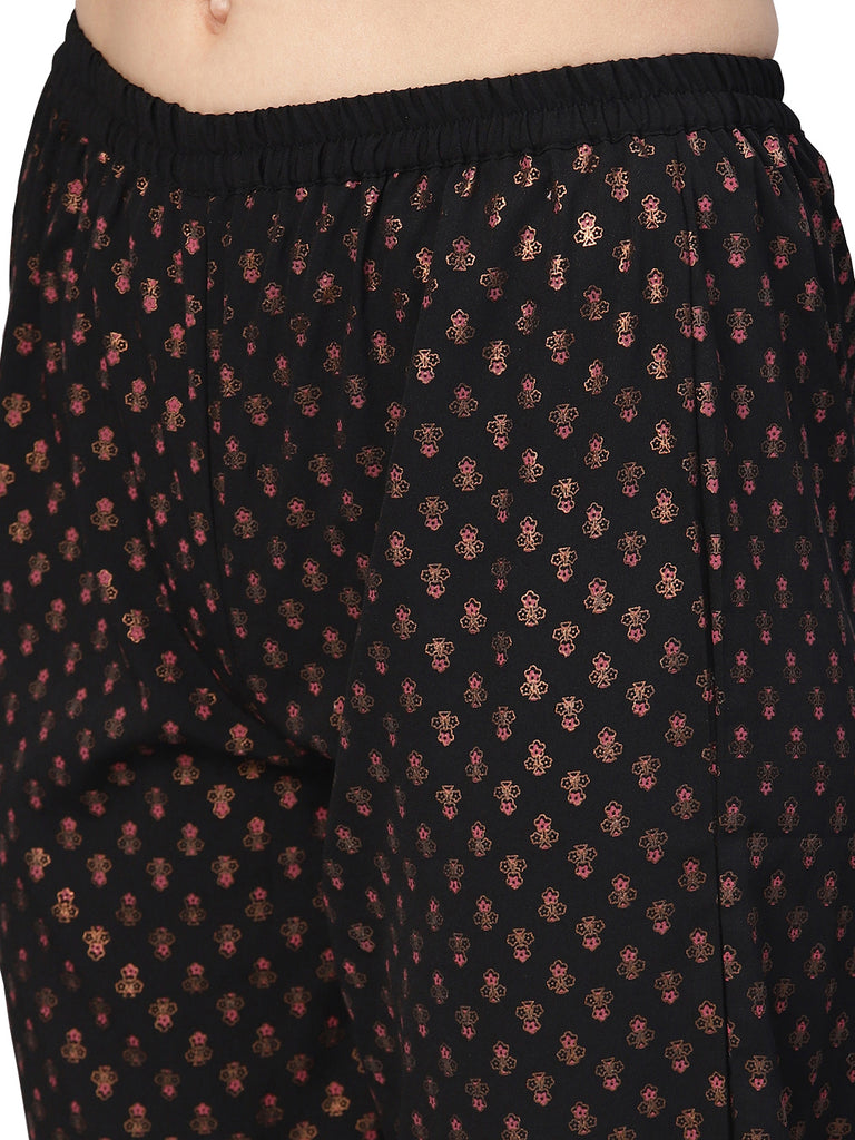 Women's Black Poly Crepe Pathani Kurta Sets