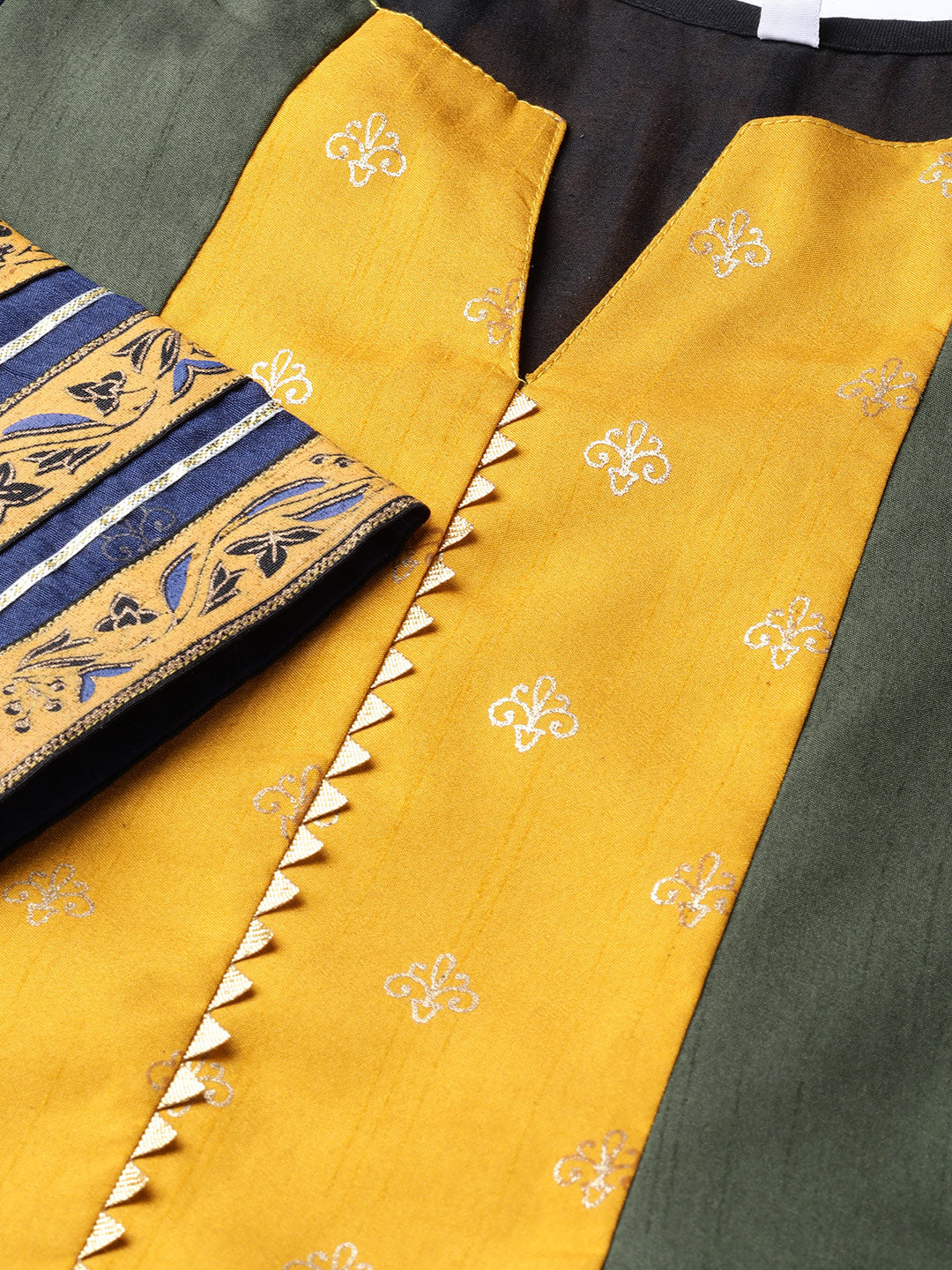 Women's  Mustard Color Poly Silk Anarkali Salwar Suit Set- Ahalyaa
