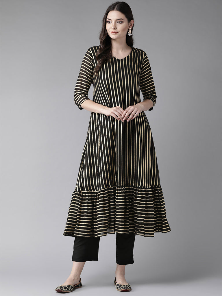 Women's Black Kurta With Trouser