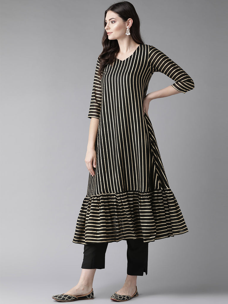 Women's Black Kurta With Trouser