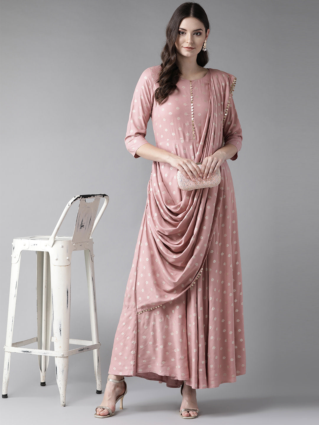 Women's Women's Light Pink Only Gown - Ahalyaa