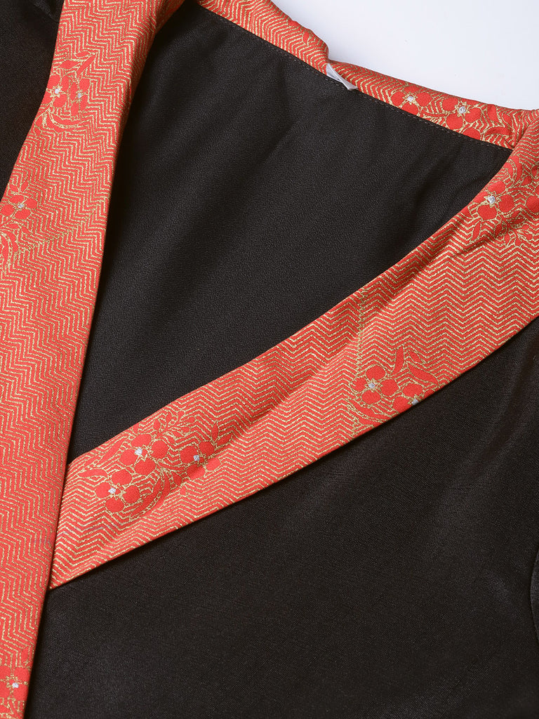 Women's Black Plain A-Line Only Kurta