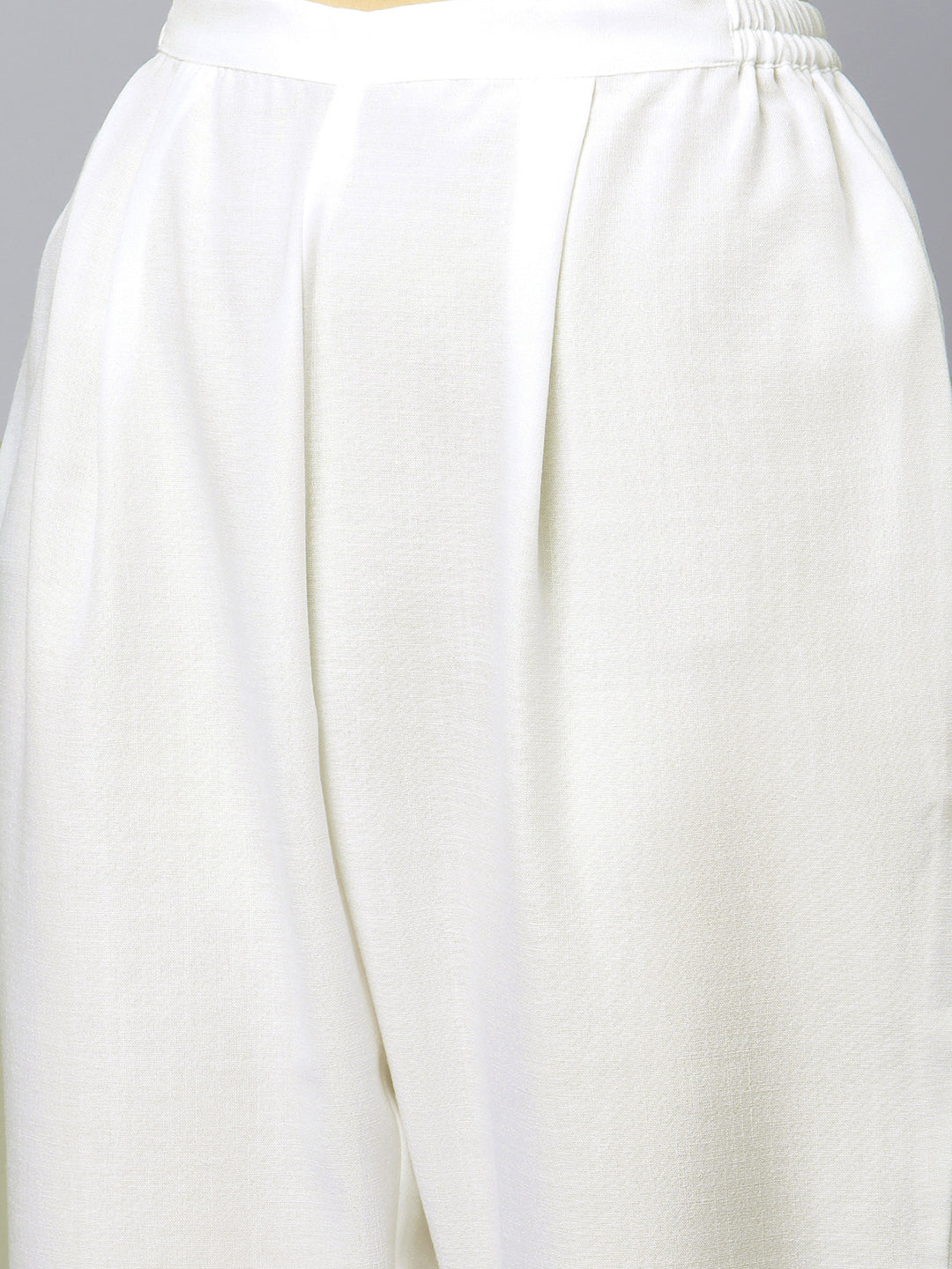 Women's Off White Cotton Printed Asymmetric Kurta Palazzo Set - Ahalyaa