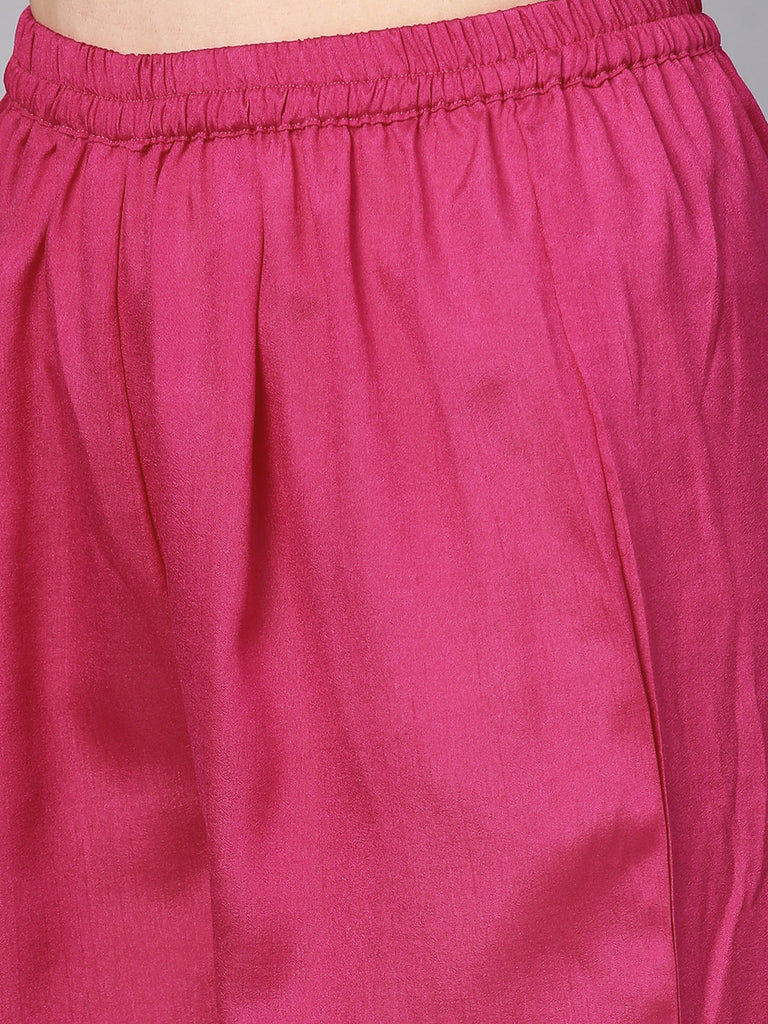 Women's White Poly Silk Printed Kurta Palazzo Se