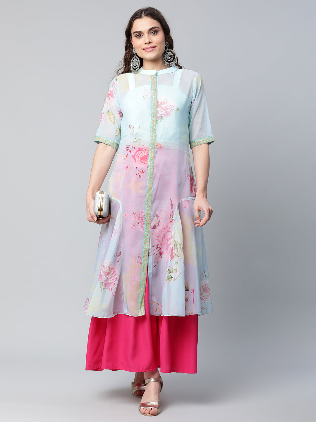 Women's Floral Top With Kurta By Ahalyaa- 2Pc Set