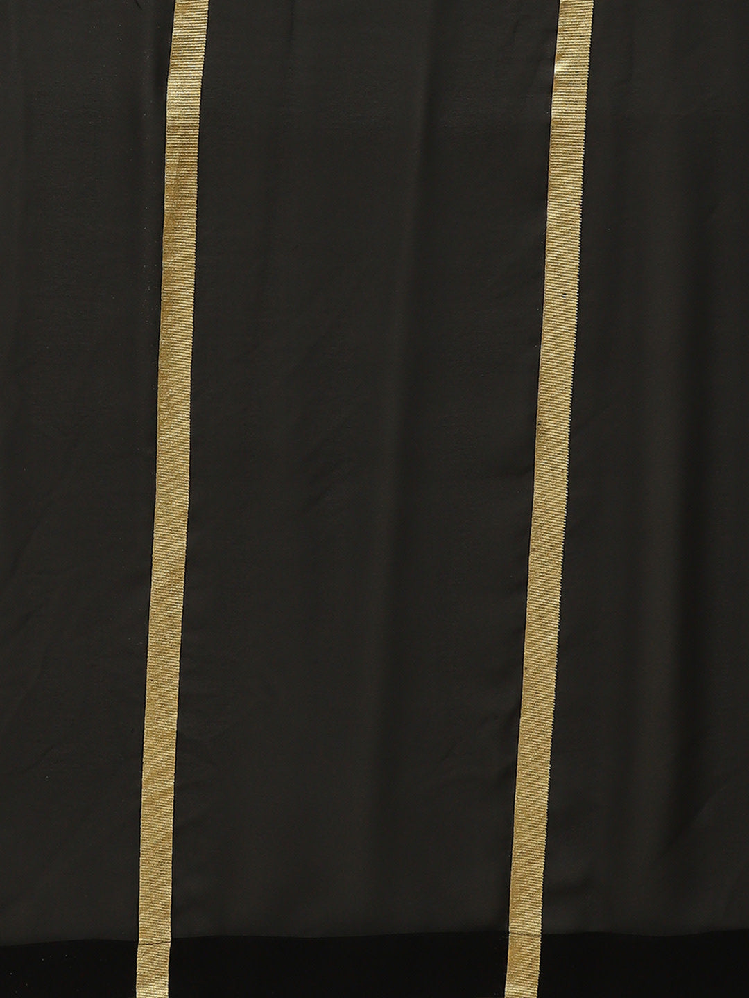 Women's Black Georgette Gold Print Ready To Wear Saree  - Ahalyaa