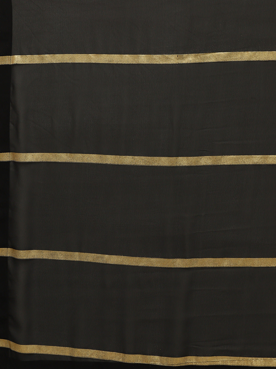 Women's Black Georgette Gold Print Ready To Wear Saree  - Ahalyaa
