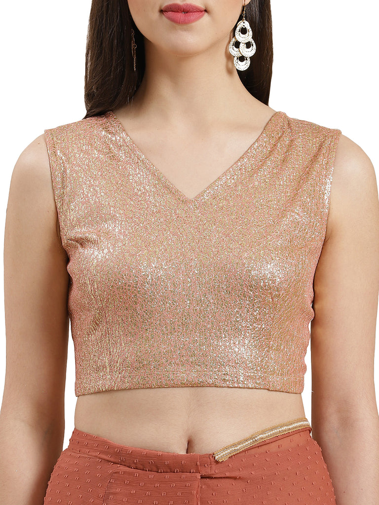 Women's Rusty Rose Butta Chiffon Ready To Wear Saree
