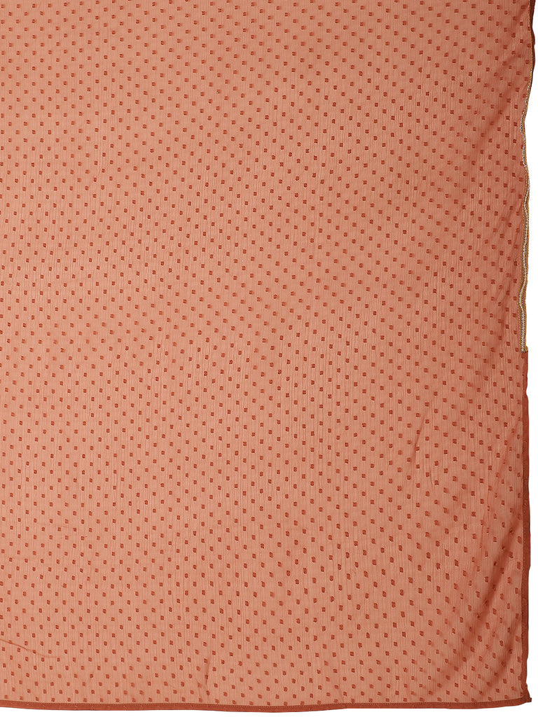 Women's Rusty Rose Butta Chiffon Ready To Wear Saree