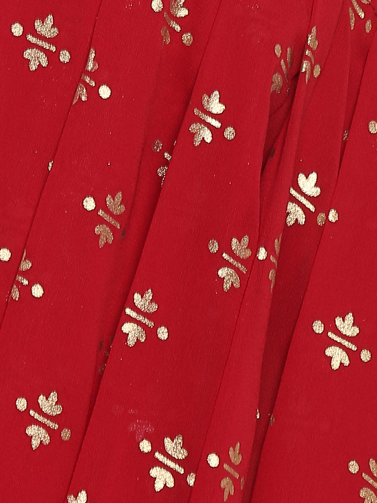 Women's Dark Greem Georgette Printed Ready To Wear Saree