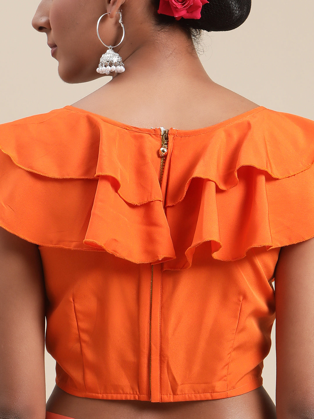 Women's Orange Colour Chiffon Digital Print Floral Saree - Ahalyaa