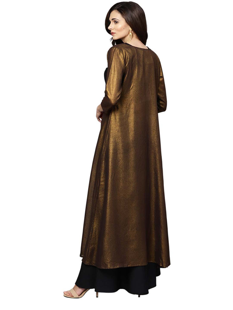 Women's Black Crepe Top Skirt With Jacke