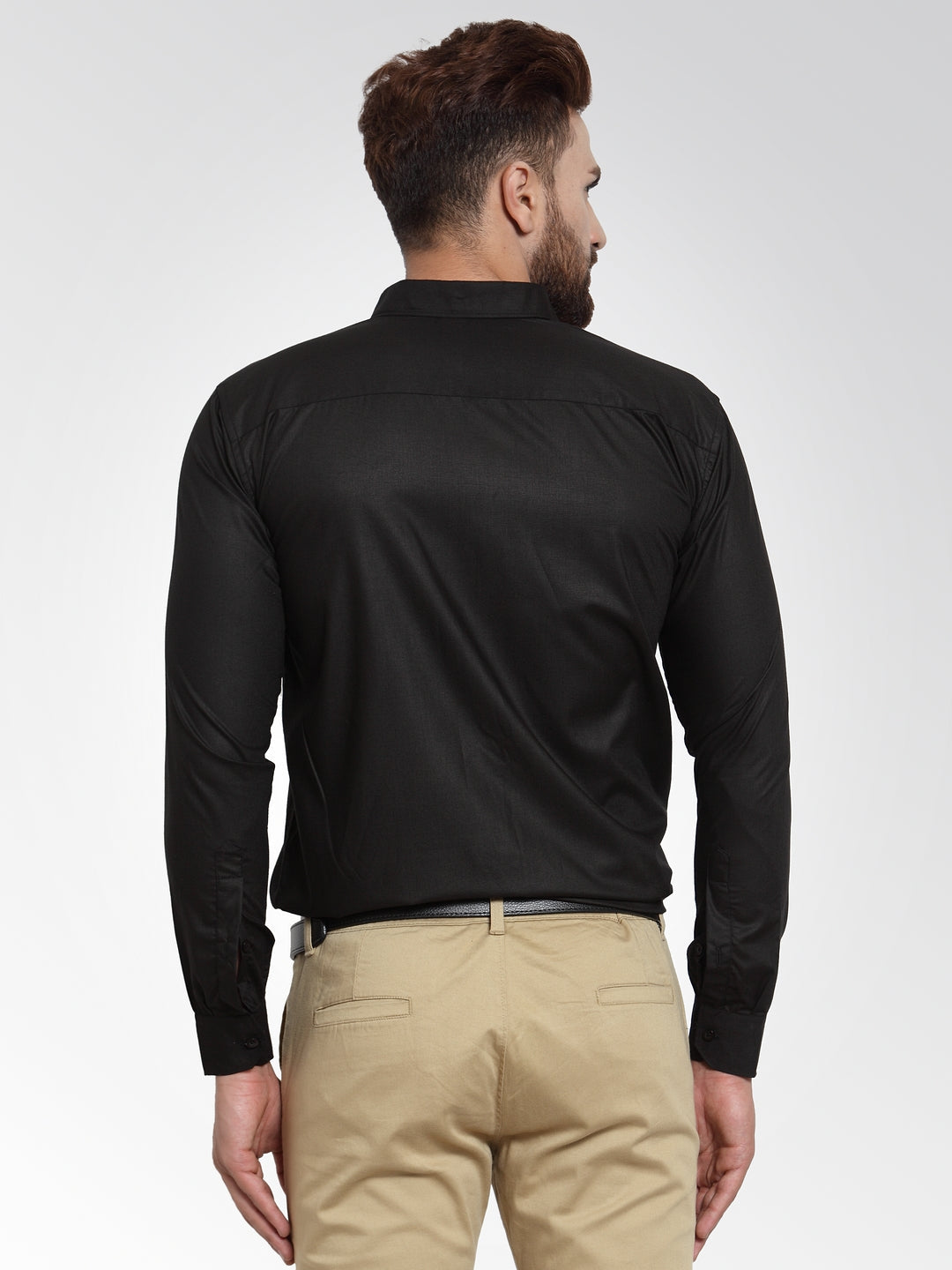 Men's Cotton Solid Black Formal Shirt's ( SF 361Black ) - Jainish