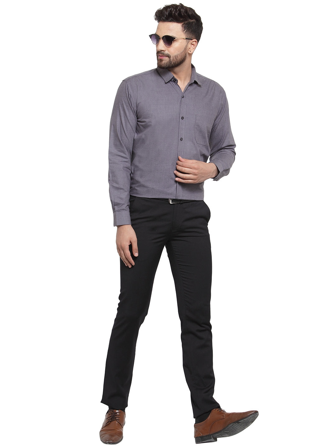 Men's Cotton Solid Charcoal Grey Formal Shirt's ( SF 361Charcoal ) - Jainish