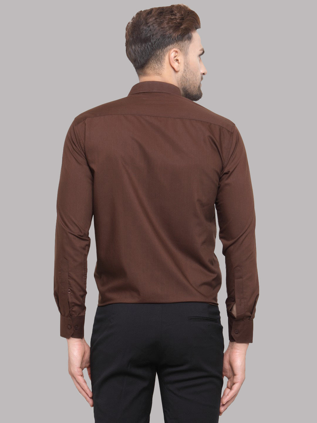 Men's Cotton Solid Coffee Formal Shirt's ( SF 361Coffee ) - Jainish