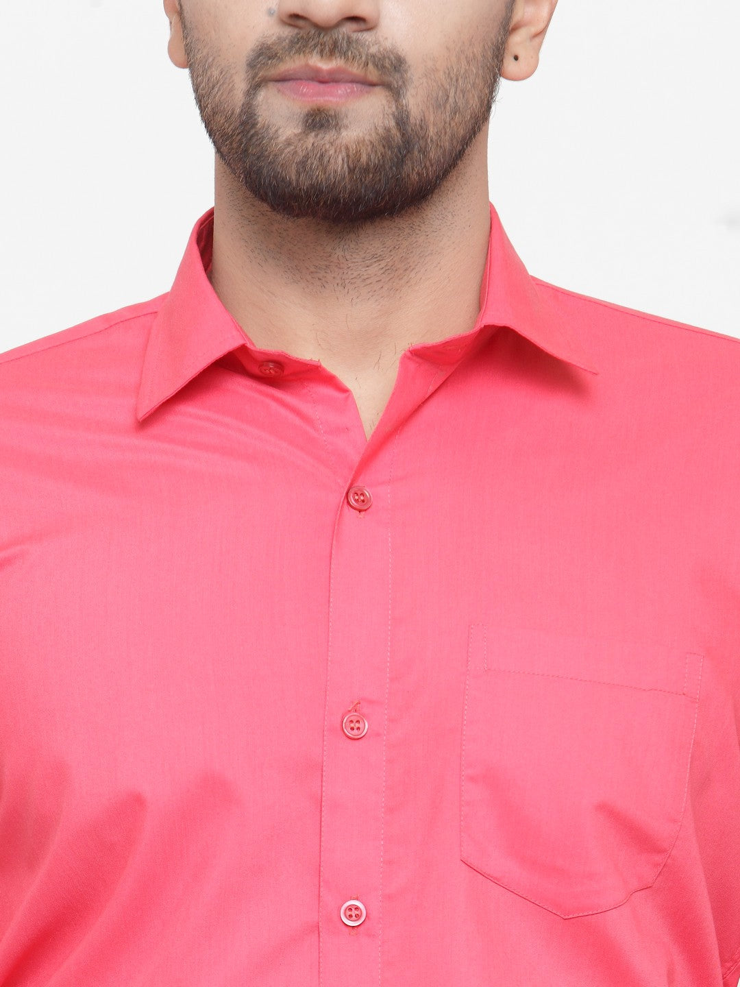 Men's Cotton Solid Coral Red Formal Shirt's ( SF 361Coral ) - Jainish