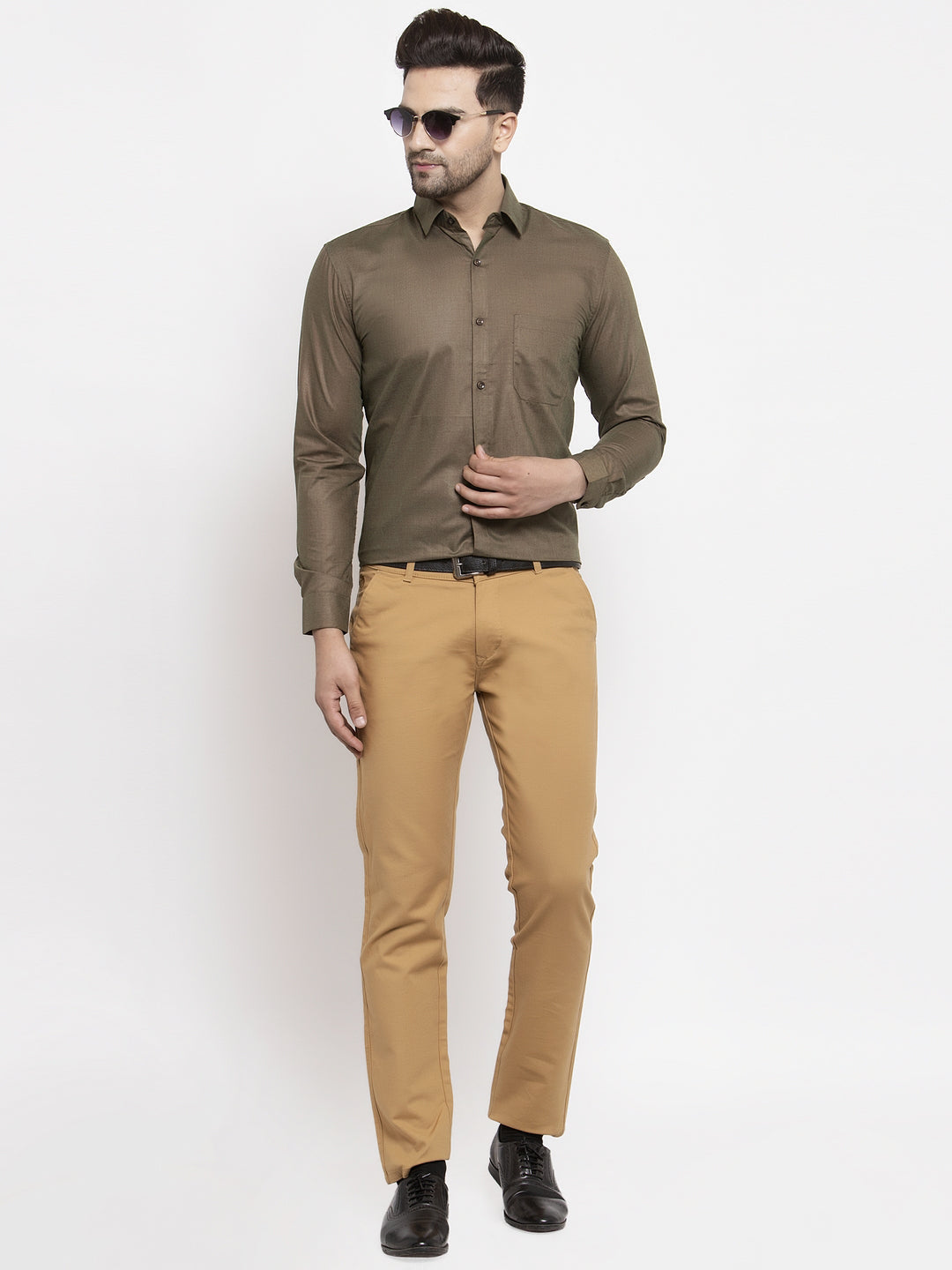 Men's Cotton Solid Dark Brown Formal Shirt's ( SF 361Dark-Brown ) - Jainish