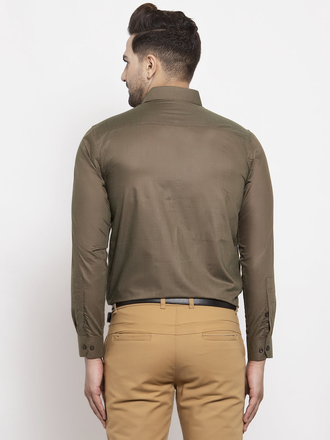 Men's Cotton Solid Dark Brown Formal Shirt's ( SF 361Dark-Brown ) - Jainish