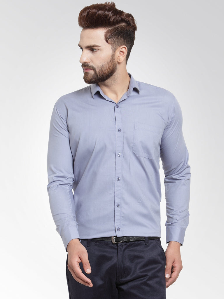 Men's Cotton Solid Light Grey Formal Shirt's ( SF 361Light-Grey )