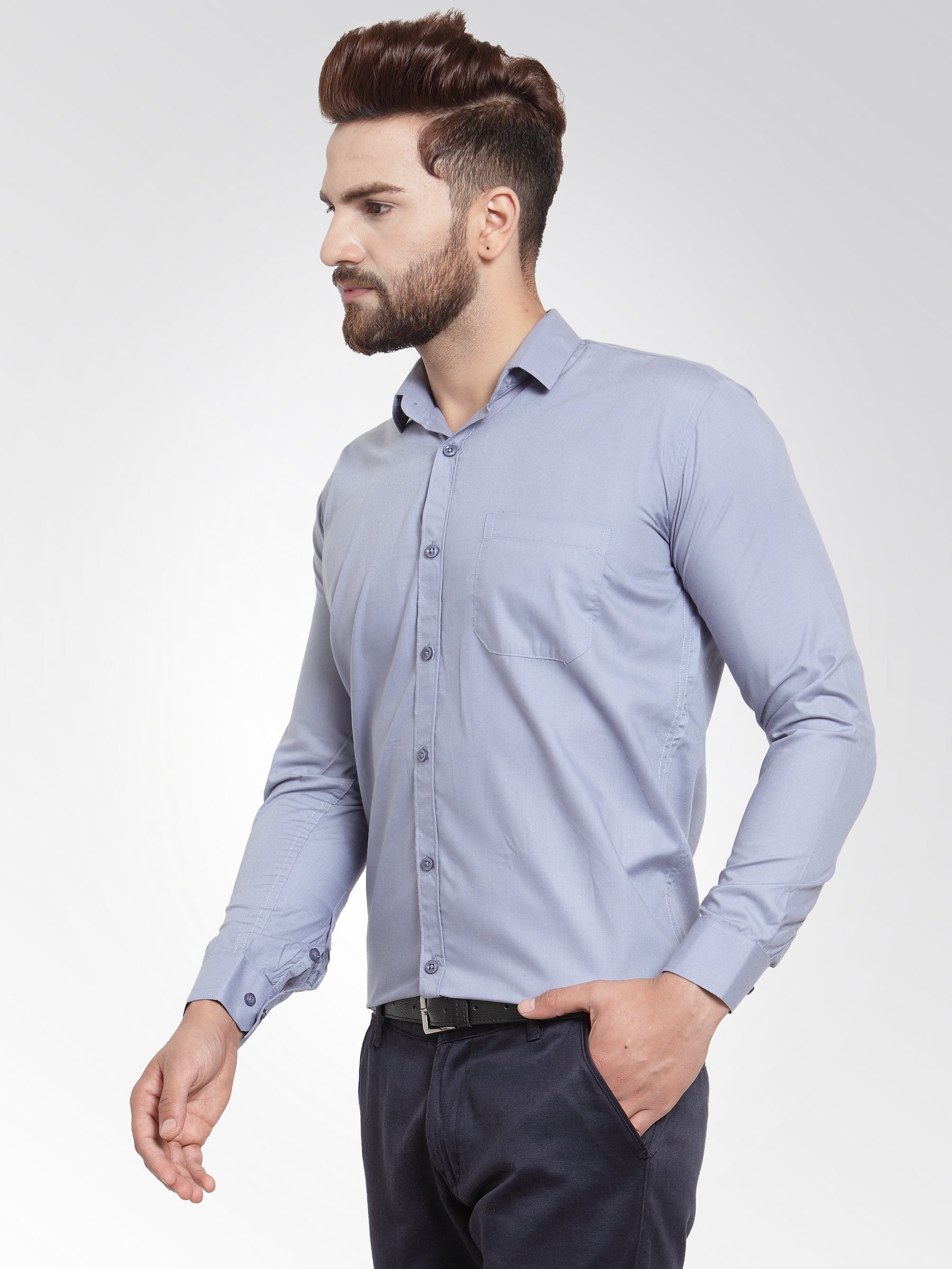 Men's Cotton Solid Light Grey Formal Shirt's ( SF 361Light-Grey ) - Jainish