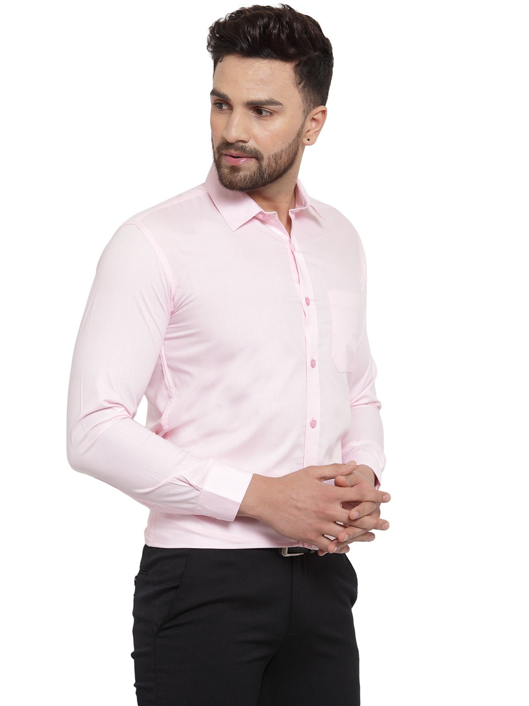 Men's Cotton Solid Light Pink Formal Shirt's ( SF 361Light-Pink ) - Jainish