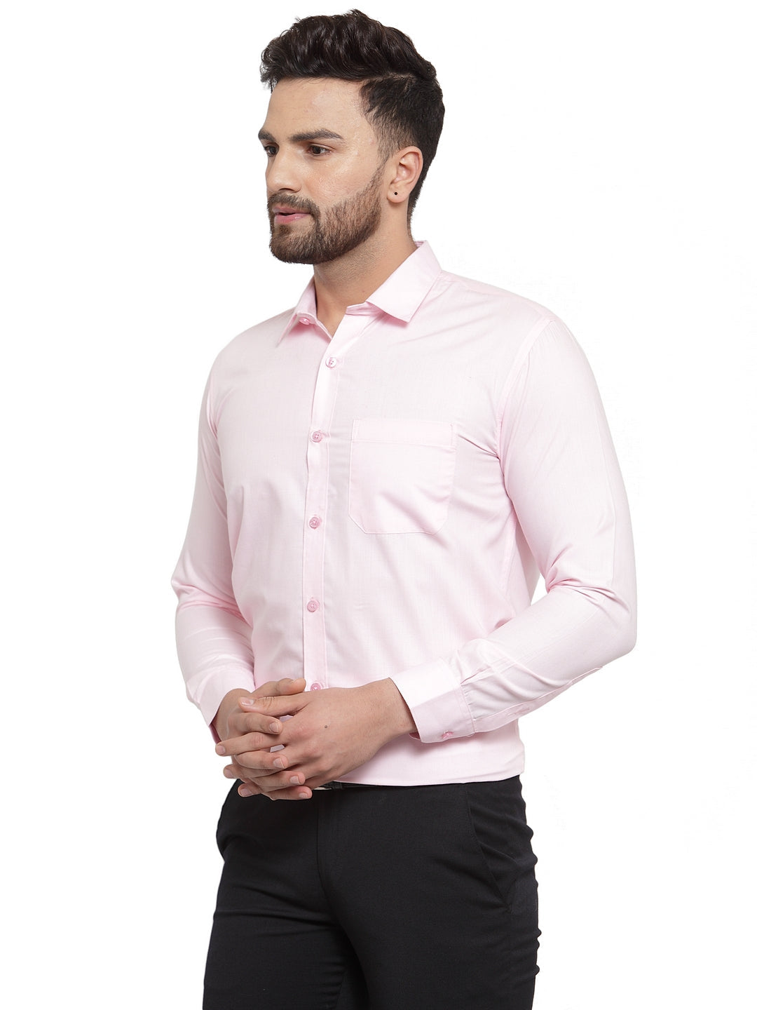 Men's Cotton Solid Light Pink Formal Shirt's ( SF 361Light-Pink ) - Jainish