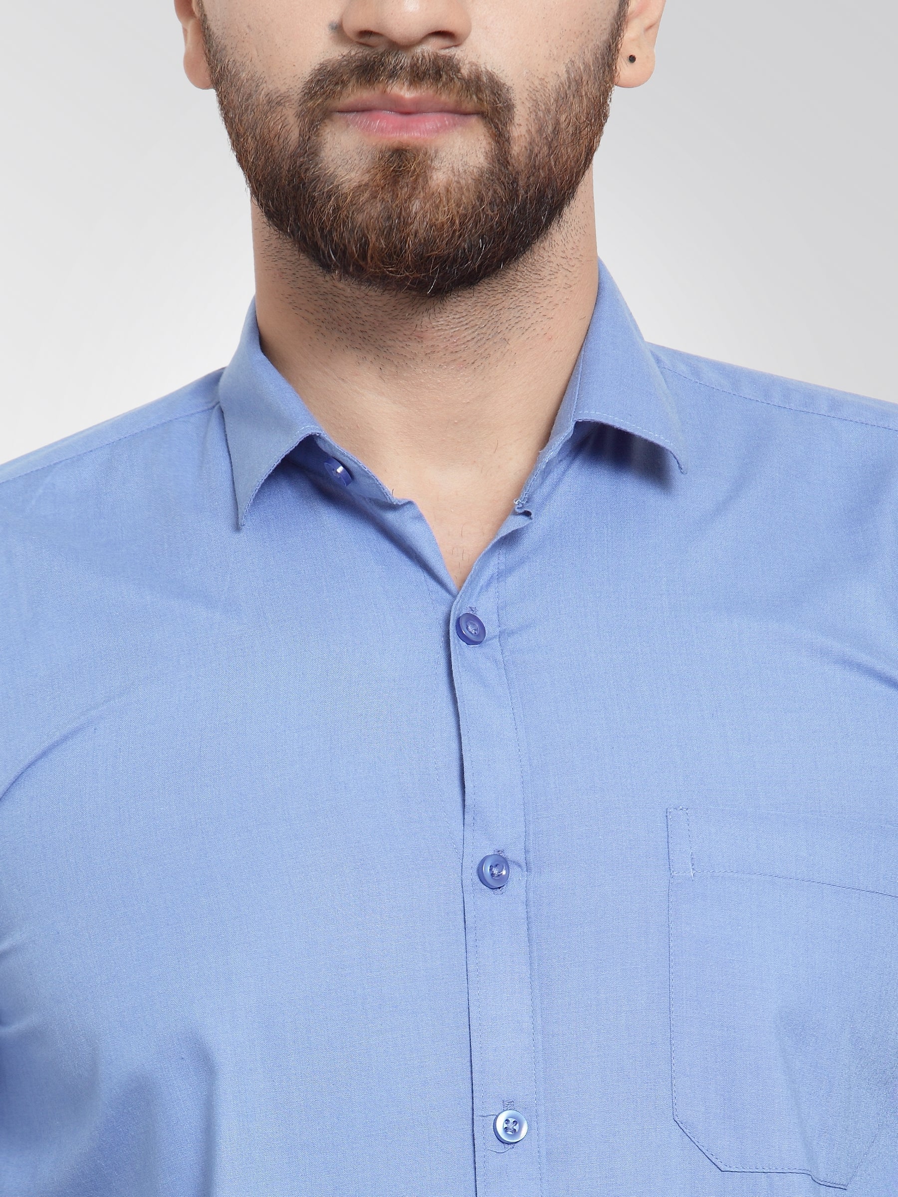 Men's Cotton Solid Light Blue Formal Shirt's ( SF 361Light-Blue ) - Jainish