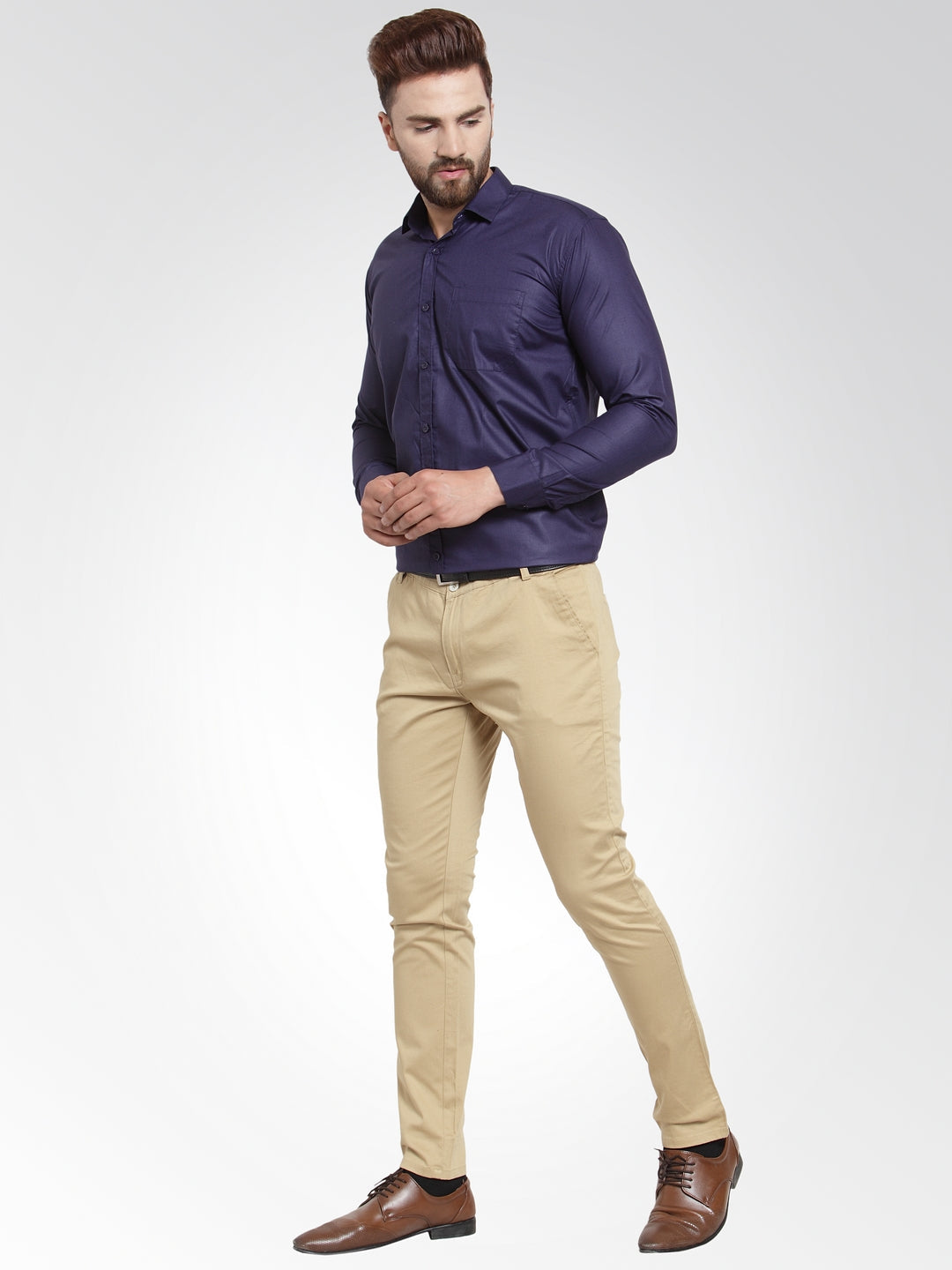 Men's Cotton Solid Navy Blue Formal Shirt's ( SF 361Navy ) - Jainish