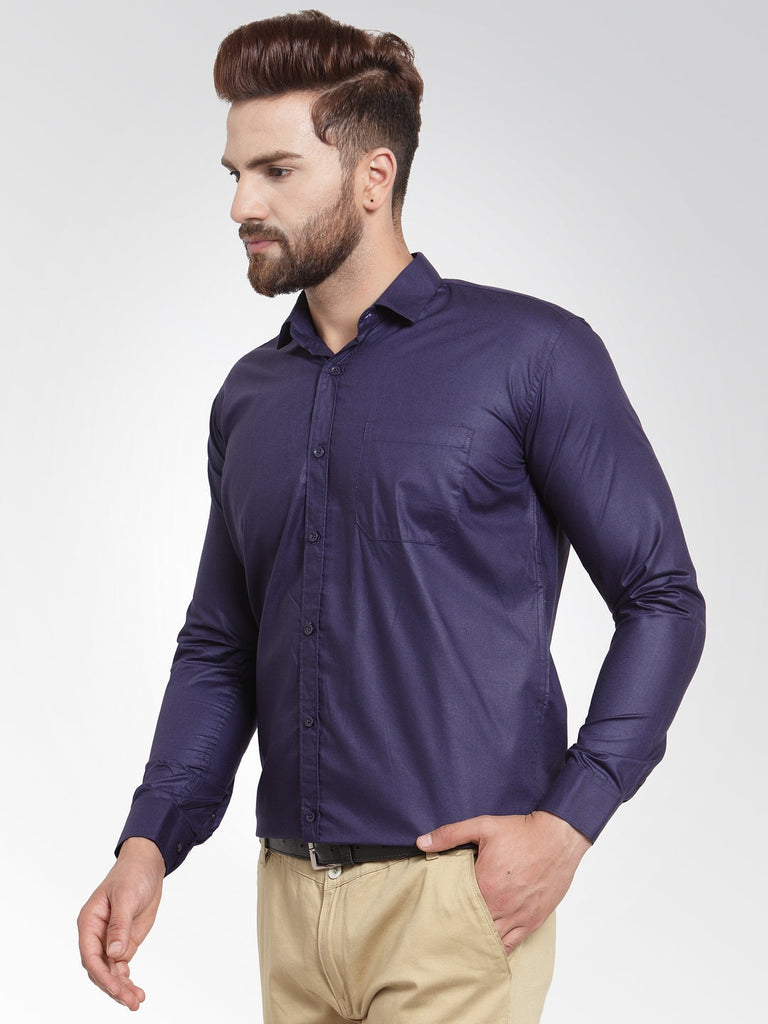 Men's Cotton Solid Navy Blue Formal Shirt's ( SF 361Navy )
