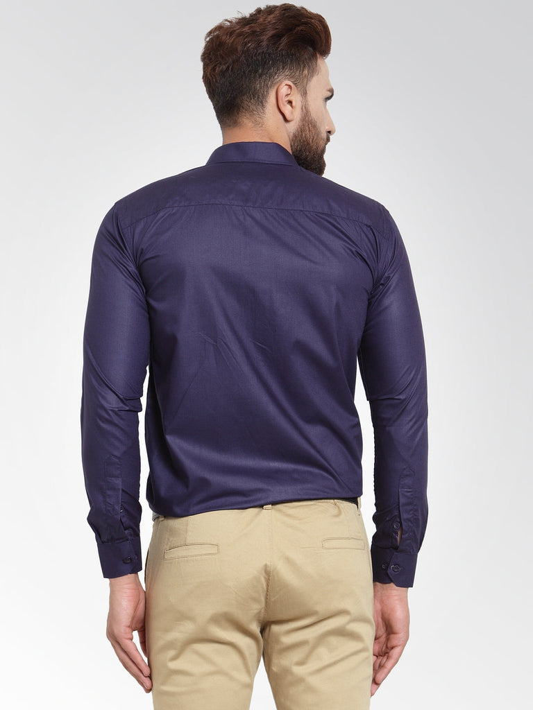 Men's Cotton Solid Navy Blue Formal Shirt's ( SF 361Navy )