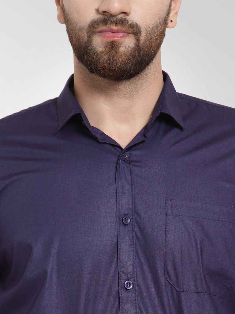 Men's Cotton Solid Navy Blue Formal Shirt's ( SF 361Navy )