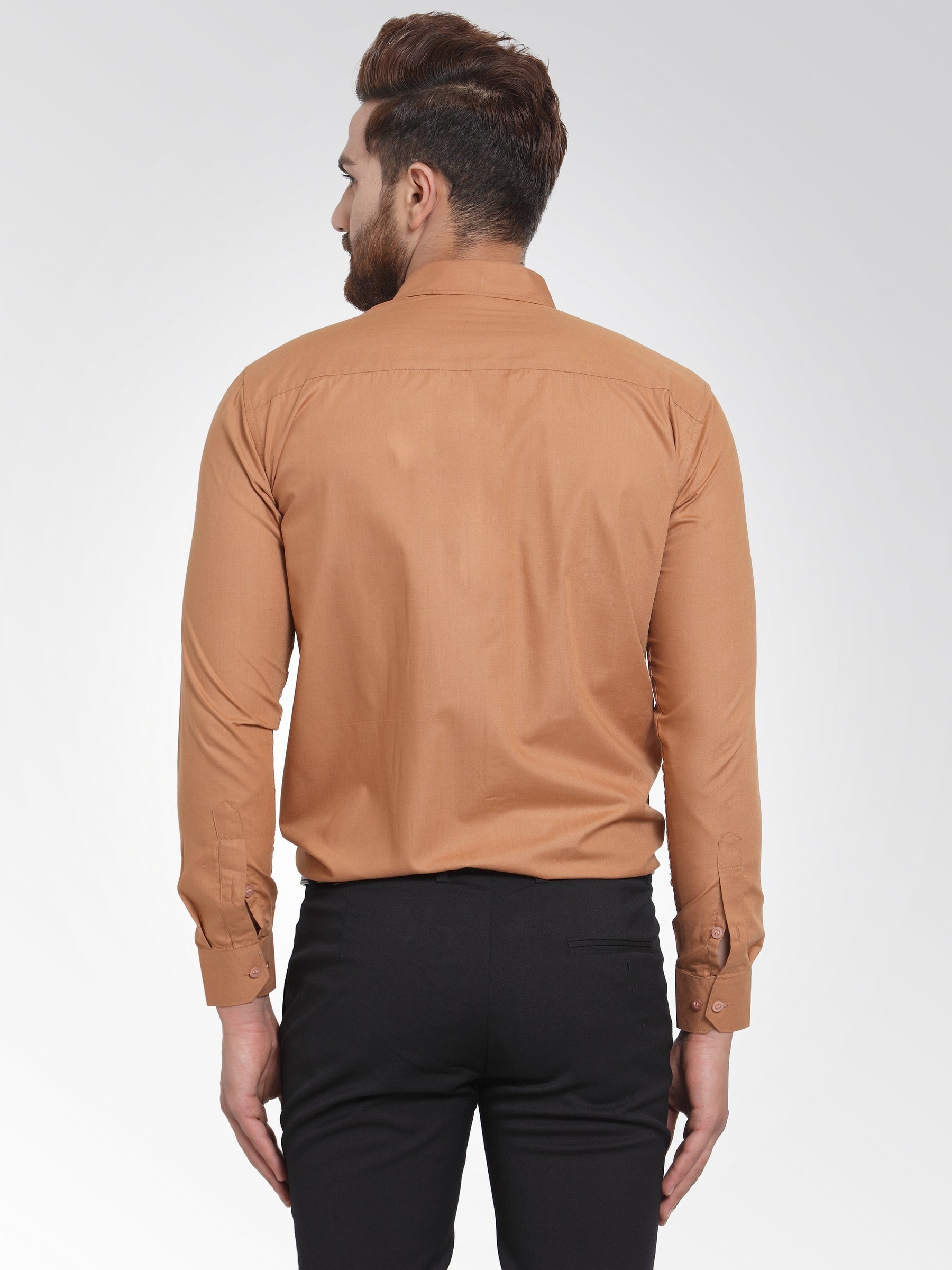 Men's Cotton Solid Rust Orange Formal Shirt's ( SF 361Rust ) - Jainish
