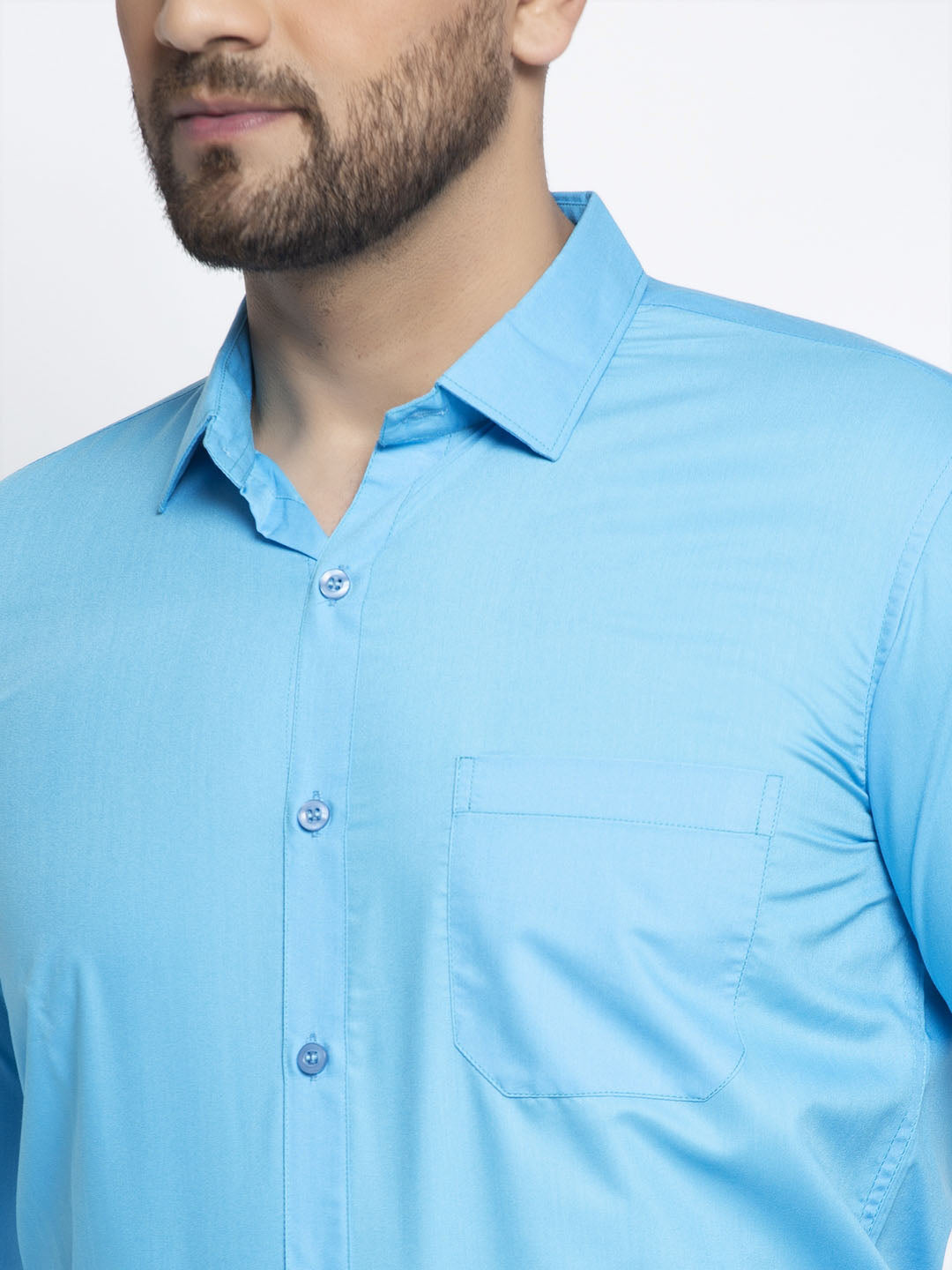 Men's Cotton Solid Sky Blue Formal Shirt's ( SF 361Sky ) - Jainish