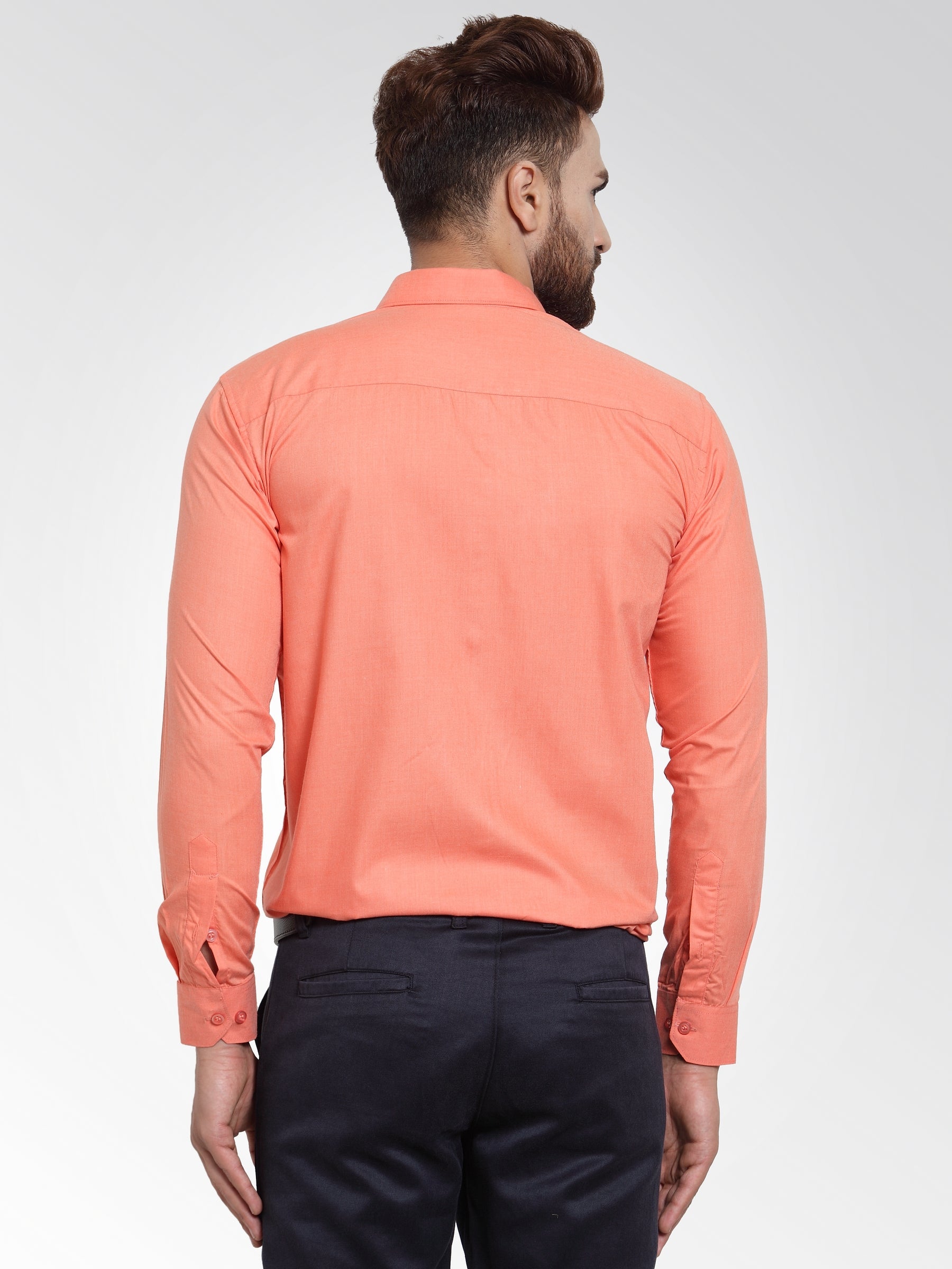 Men's Cotton Solid Starfish Orange Formal Shirt's ( SF 361Starfish-Orange ) - Jainish
