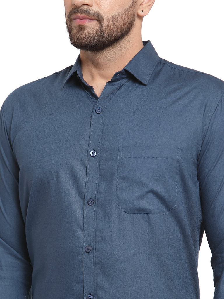 Men's Cotton Solid Teal Blue Formal Shirt's ( SF 361Teal )