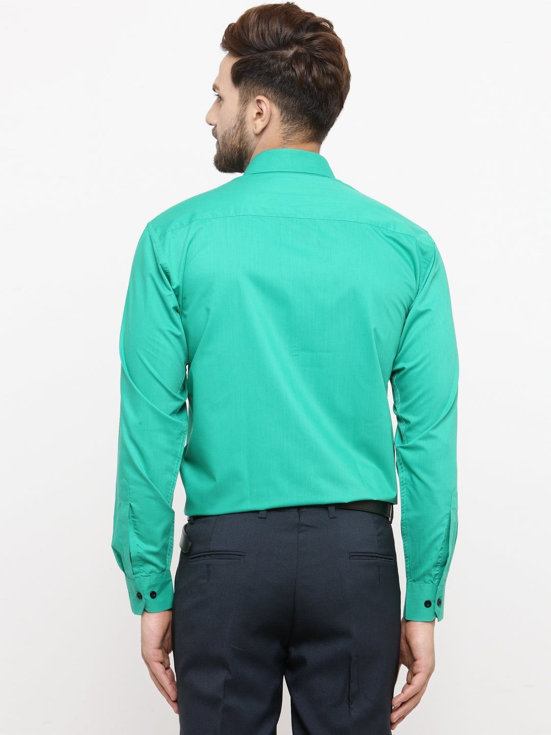 Men's Green Formal Shirt with black detailing ( SF 411Green ) - Jainish