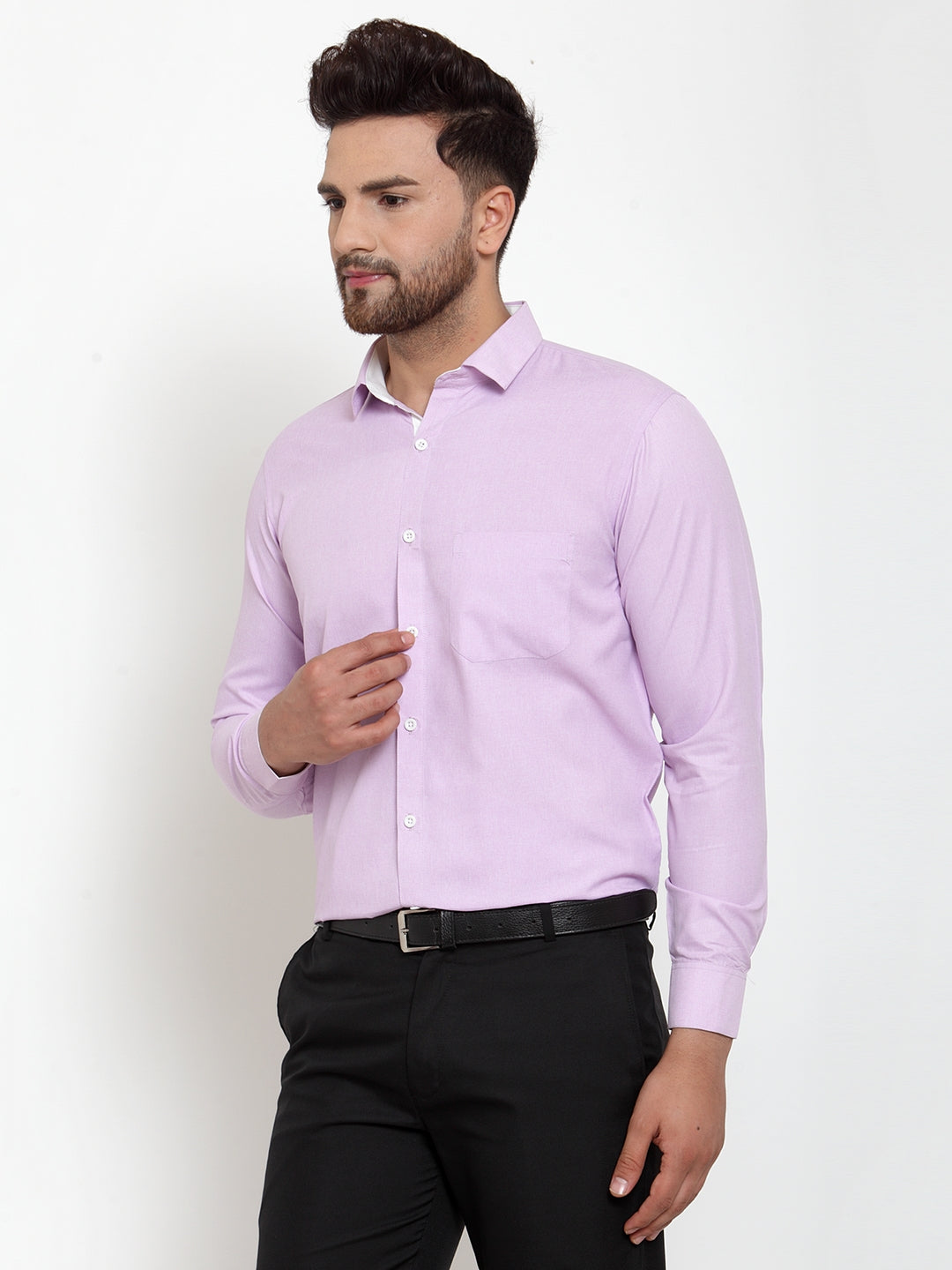 Men's Light-Purple Formal Shirt with white detailing ( SF 419Light-Purple ) - Jainish