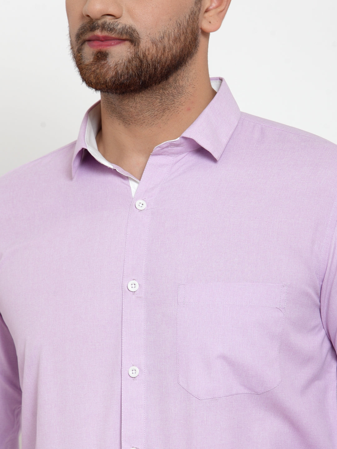 Men's Light-Purple Formal Shirt with white detailing ( SF 419Light-Purple ) - Jainish