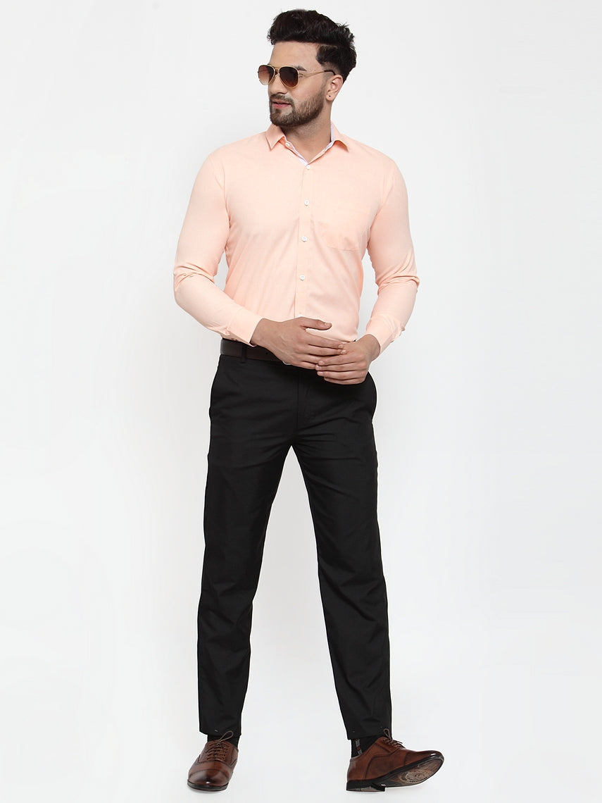 Men's Orange Formal Shirt with white detailing ( SF 419Orange ) - Jainish