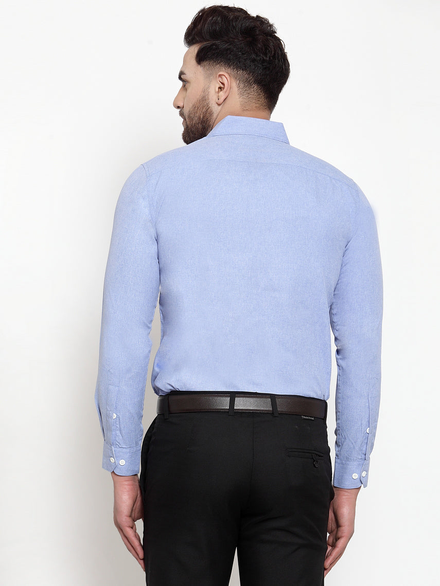 Men's Sky Blue Formal Shirt with white detailing ( SF 419Sky ) - Jainish