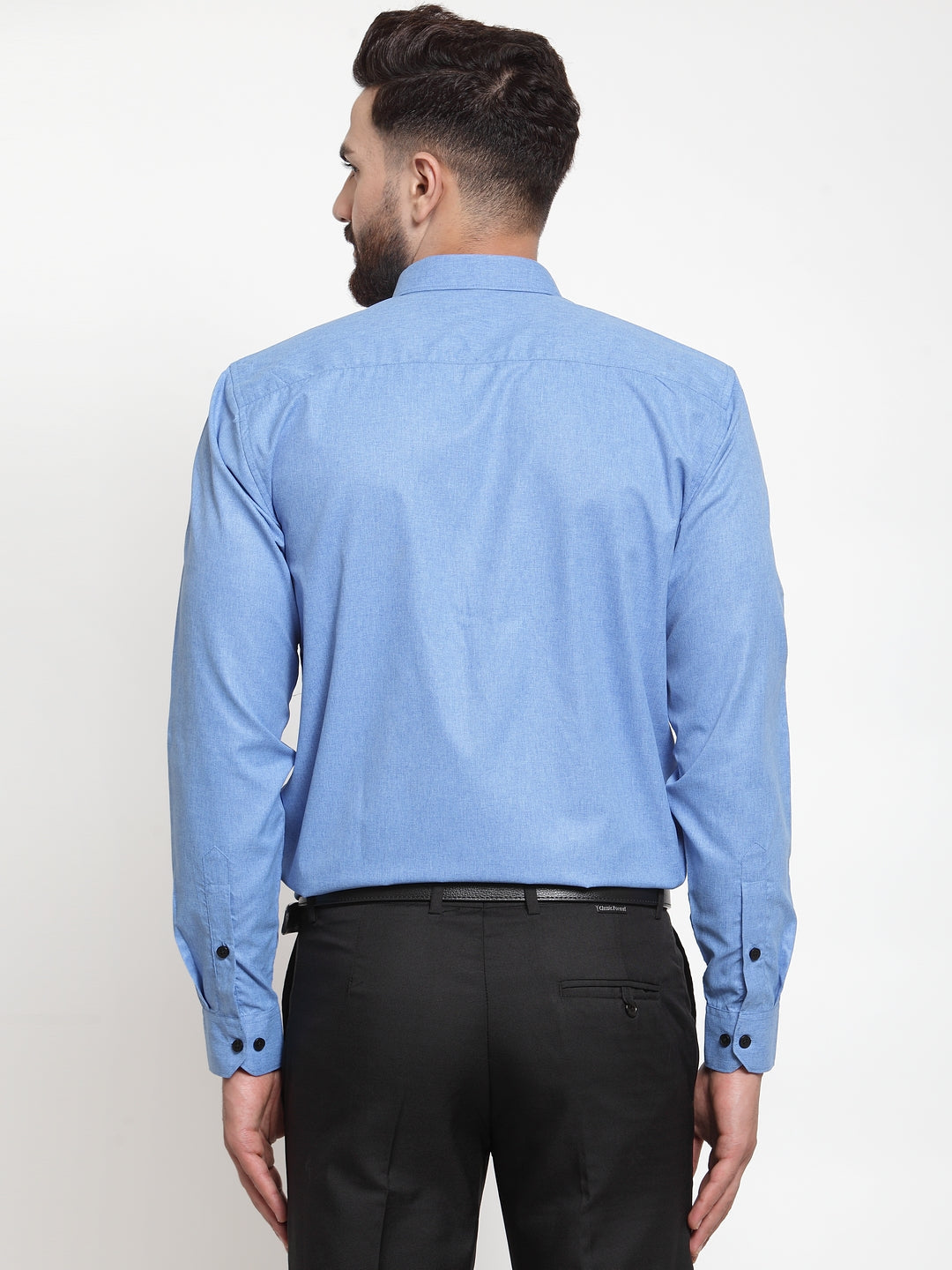 Men's Blue Cotton Solid Button Down Formal Shirts ( SF 734Light-Blue ) - Jainish