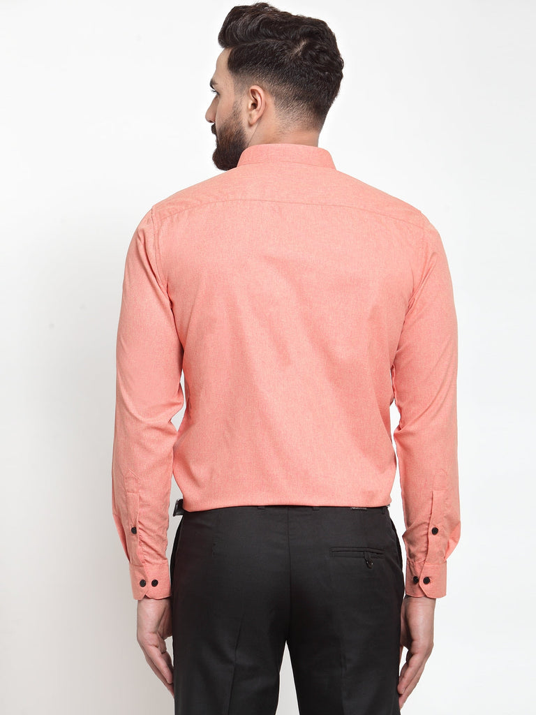 Men's Peach Cotton Solid Button Down Formal Shirts ( SF 734Peach )