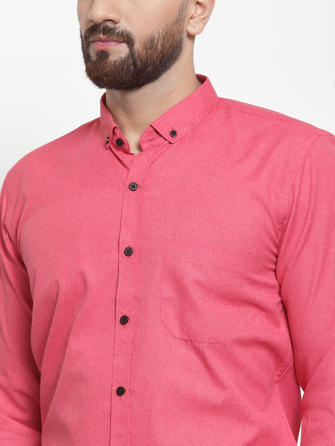 Men's Red Cotton Solid Button Down Formal Shirts ( SF 734Red ) - Jainish