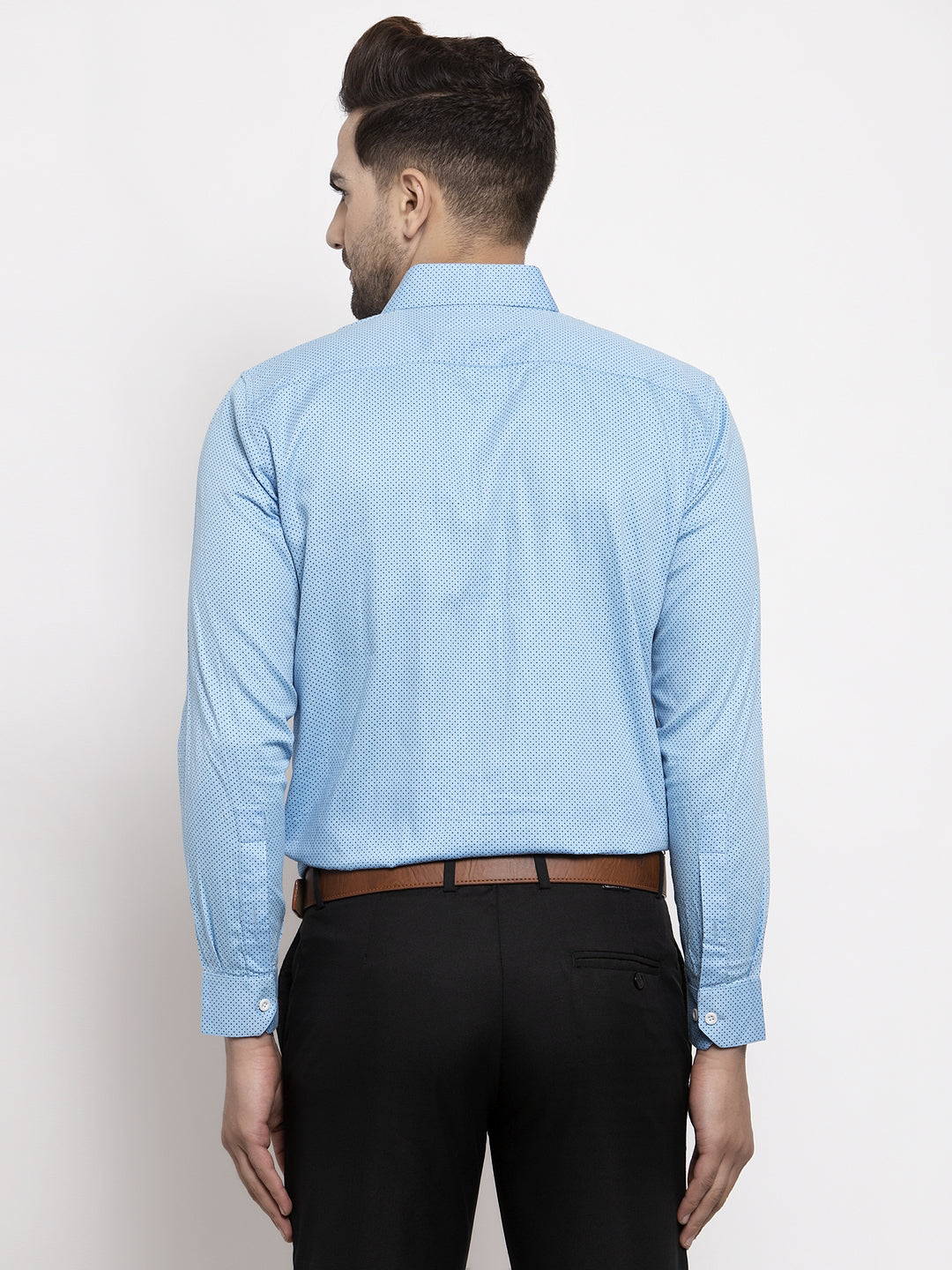Men's Blue Cotton Polka Dots Formal Shirts ( SF 736Sky ) - Jainish
